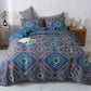 DaDa Bedding Farmhouse Bohemian Native Rustic Navy Blue Geometric Diamond Shapes Bedspread Set (KSX-001)