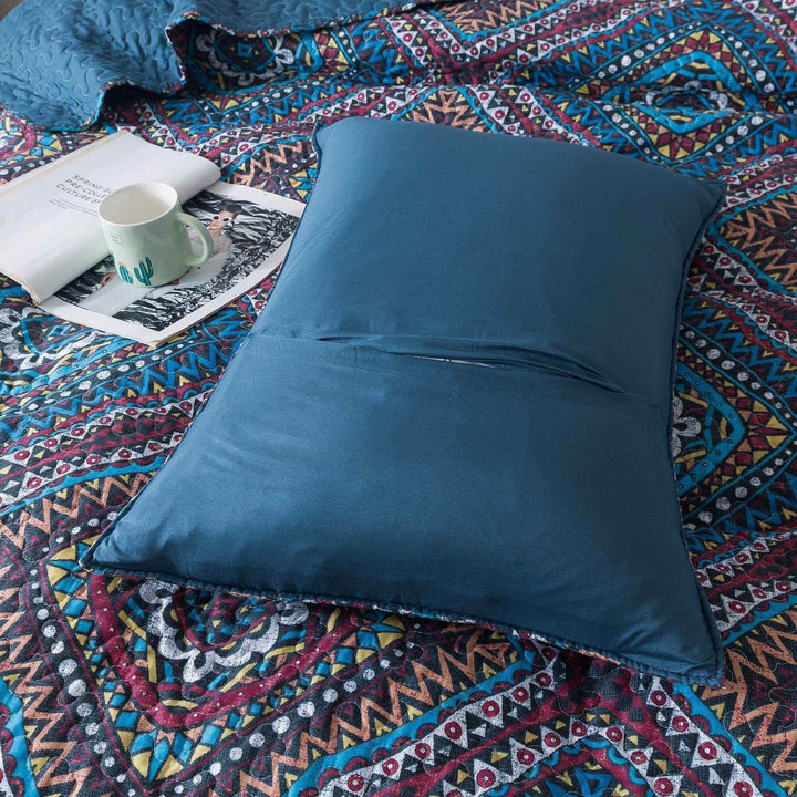 DaDa Bedding Farmhouse Bohemian Native Rustic Navy Blue Geometric Diamond Shapes Bedspread Set (KSX-001) - GiFTiFY