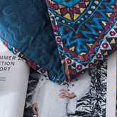 DaDa Bedding Farmhouse Bohemian Native Rustic Navy Blue Geometric Diamond Shapes Bedspread Set (KSX-001) - GiFTiFY