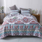 DaDa Bedding Bohemian Summertime White Blue Floral Paisley Bedspread Set (KSX-003)