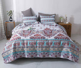 DaDa Bedding Bohemian Summertime White Blue Floral Paisley Bedspread Set (KSX-003) - GiFTiFY