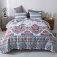 DaDa Bedding Bohemian Summertime White Blue Floral Paisley Bedspread Set (KSX-003)