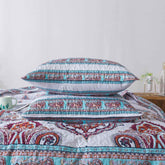 DaDa Bedding Bohemian Summertime White Blue Floral Paisley Bedspread Set (KSX-003) - GiFTiFY