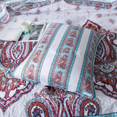 DaDa Bedding Bohemian Summertime White Blue Floral Paisley Bedspread Set (KSX-003) - GiFTiFY