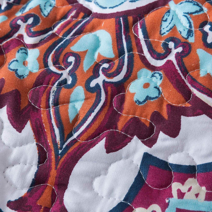 DaDa Bedding Bohemian Summertime White Blue Floral Paisley Bedspread Set (KSX-003) - GiFTiFY