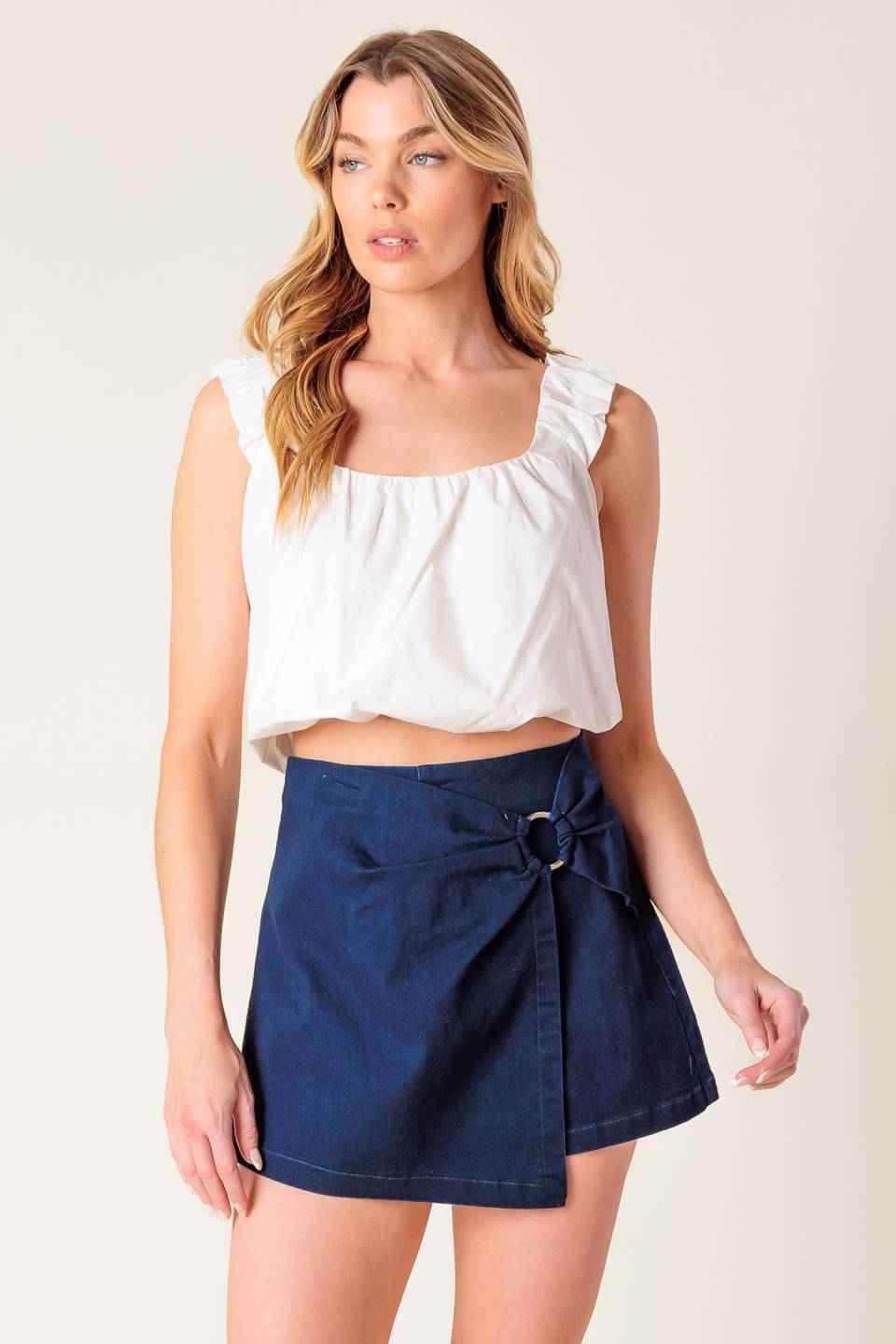 TAKING TIME OFF DENIM WOVEN SKORT - GiFTiFY