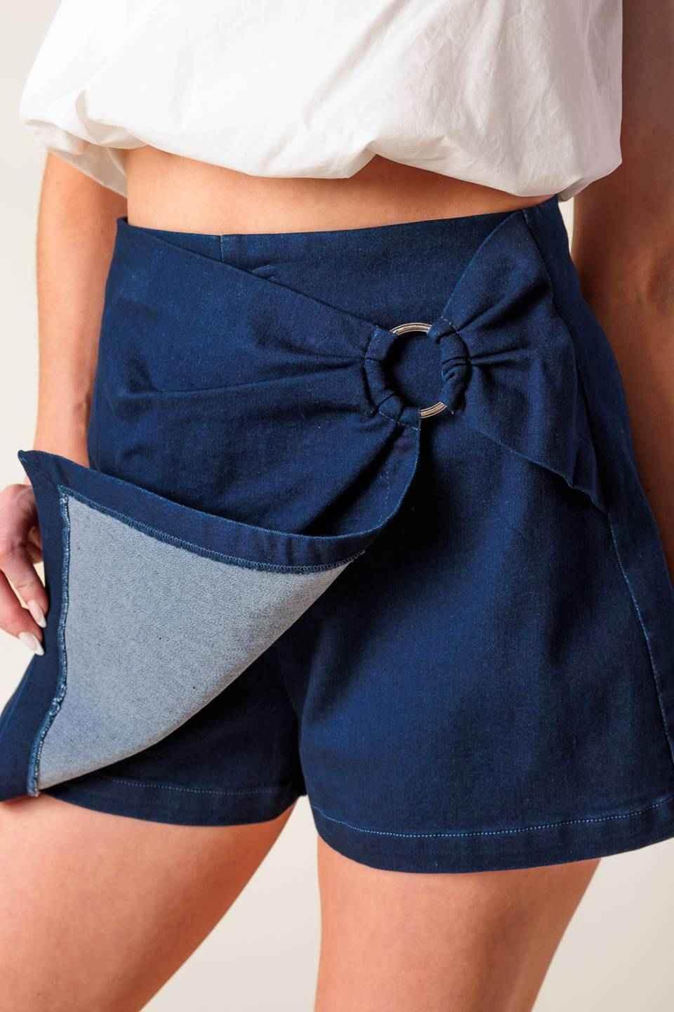 TAKING TIME OFF DENIM WOVEN SKORT - GiFTiFY