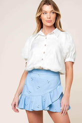 MOMENT OF CLARITY LIGHT INDIGO WOVEN SKORT - GiFTiFY