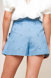 MOMENT OF CLARITY LIGHT INDIGO WOVEN SKORT - GiFTiFY