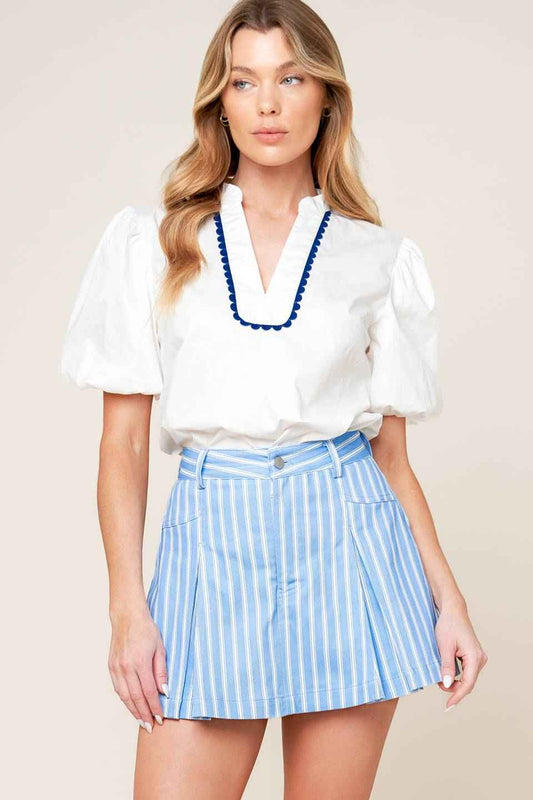 VALERIA POWDER BLUE WOVEN SKORT