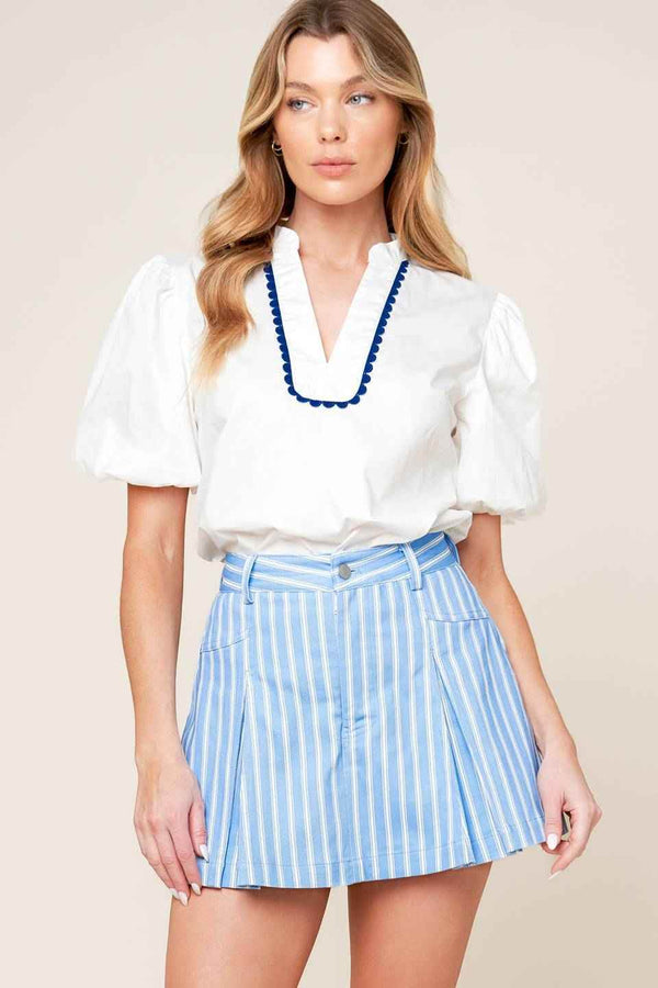 VALERIA POWDER BLUE WOVEN SKORT - GiFTiFY