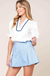 VALERIA POWDER BLUE WOVEN SKORT - GiFTiFY