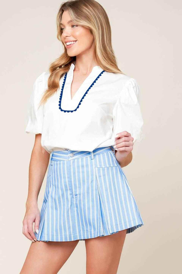 VALERIA POWDER BLUE WOVEN SKORT - GiFTiFY