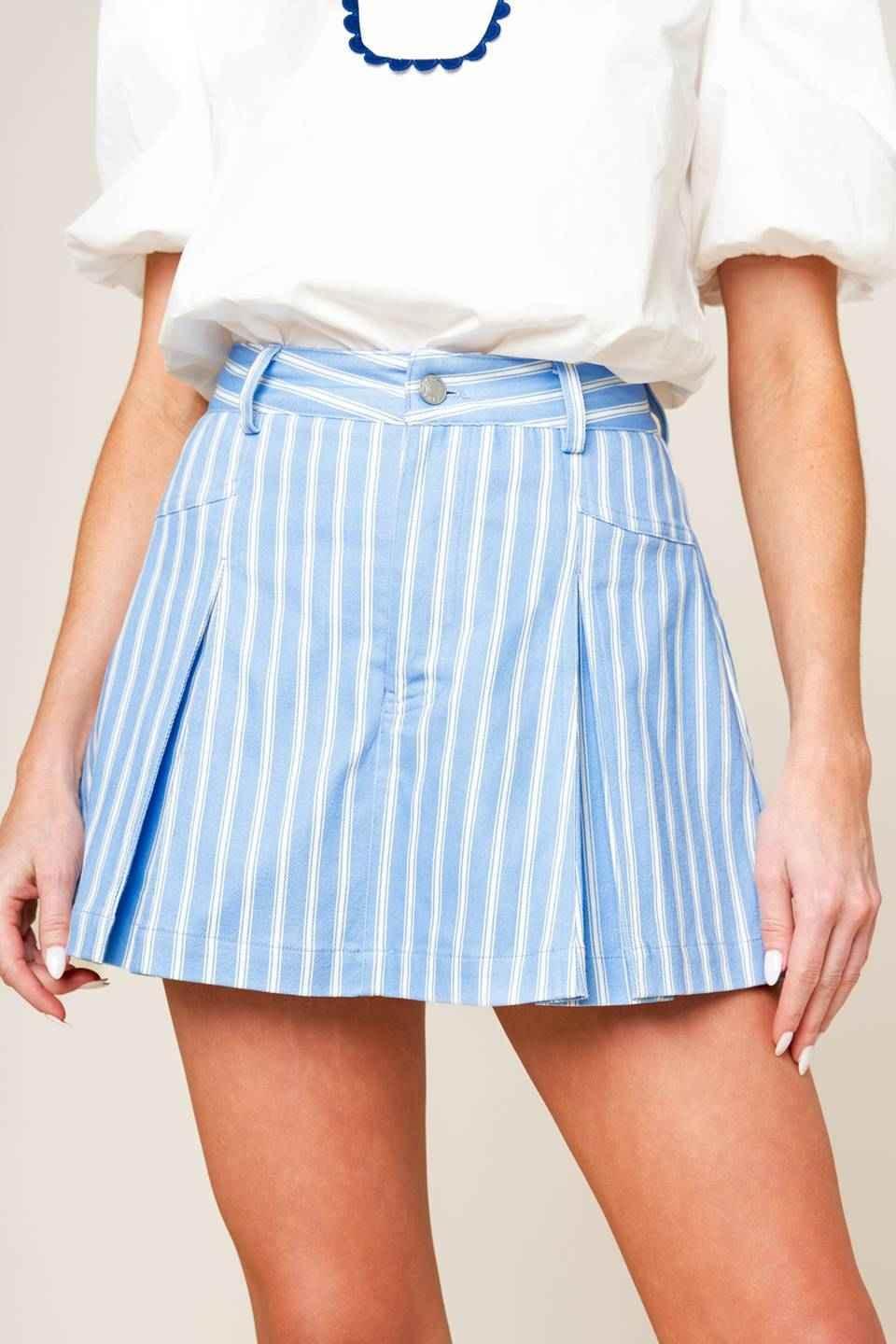 VALERIA POWDER BLUE WOVEN SKORT - GiFTiFY