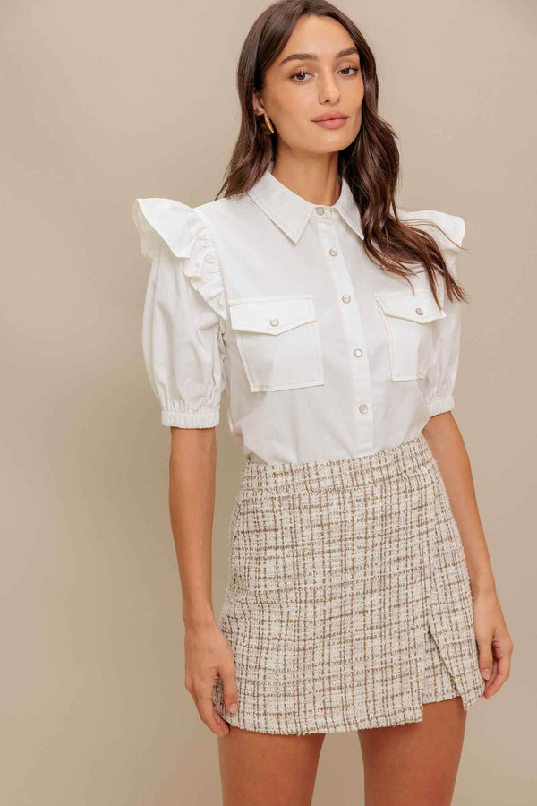 MODERN BALANCE WOVEN TWEED SKORT - GiFTiFY
