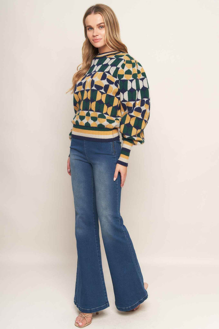 CHEER YOU ON JACQUARD SWEATER TOP - GiFTiFY