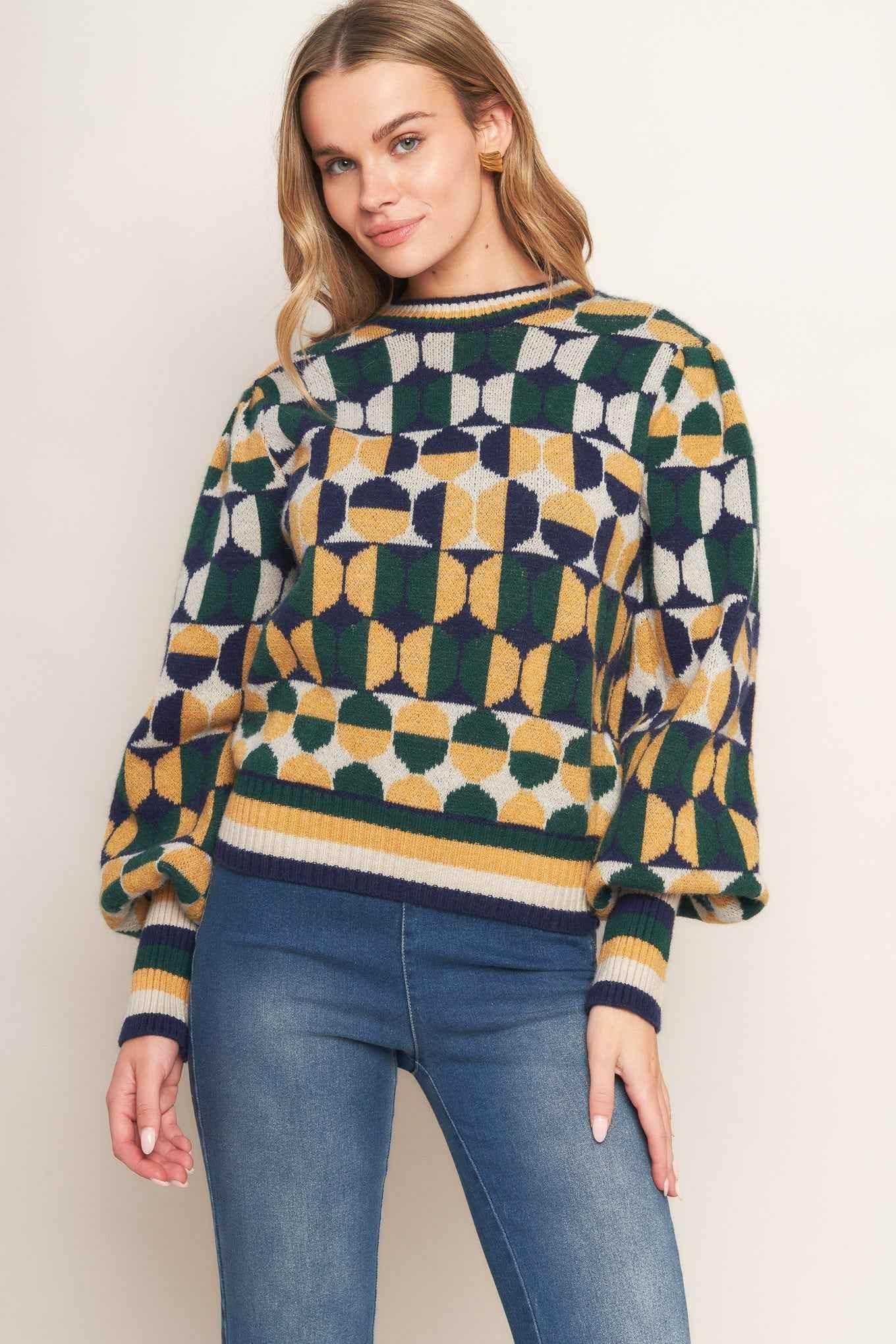CHEER YOU ON JACQUARD SWEATER TOP - GiFTiFY