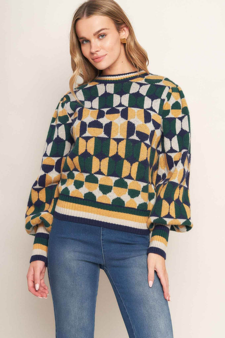 CHEER YOU ON JACQUARD SWEATER TOP - GiFTiFY