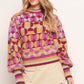 CHEER YOU ON JACQUARD SWEATER TOP