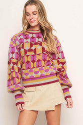 CHEER YOU ON JACQUARD SWEATER TOP - GiFTiFY