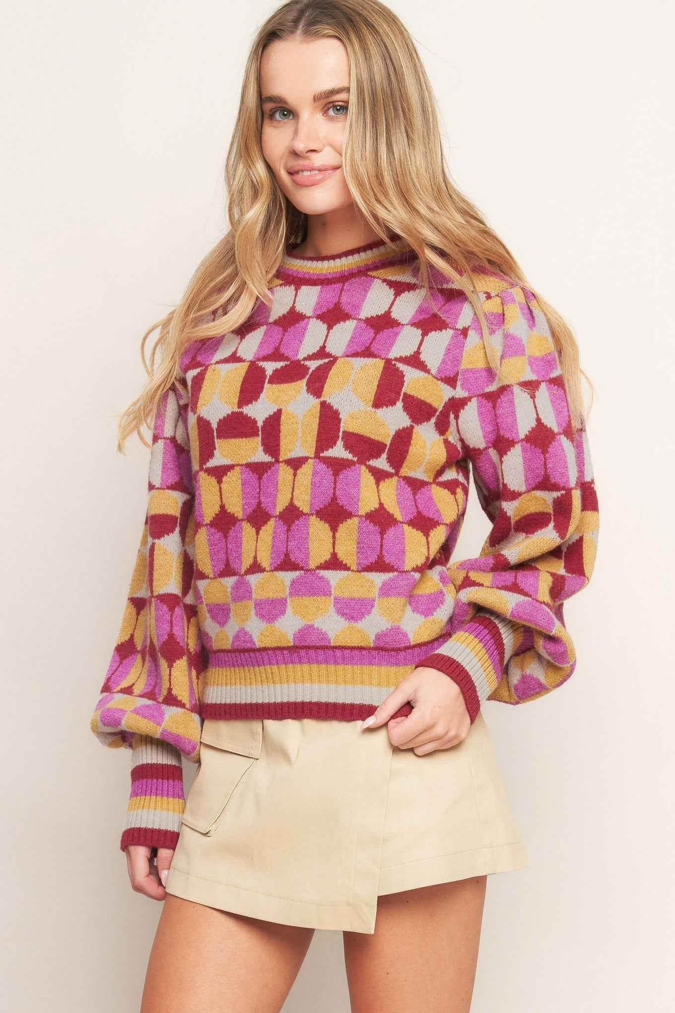CHEER YOU ON JACQUARD SWEATER TOP - GiFTiFY