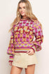 CHEER YOU ON JACQUARD SWEATER TOP - GiFTiFY