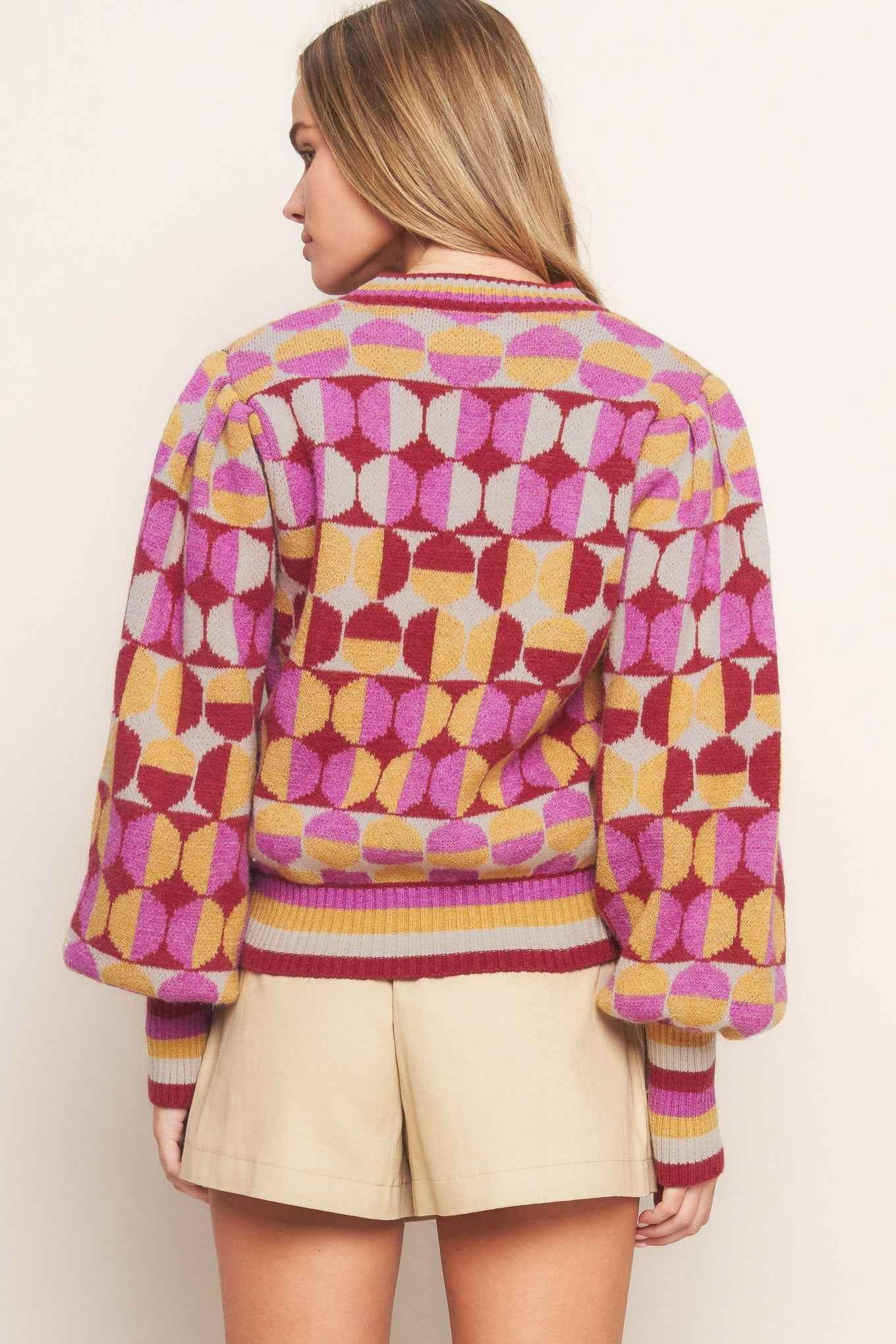 CHEER YOU ON JACQUARD SWEATER TOP - GiFTiFY