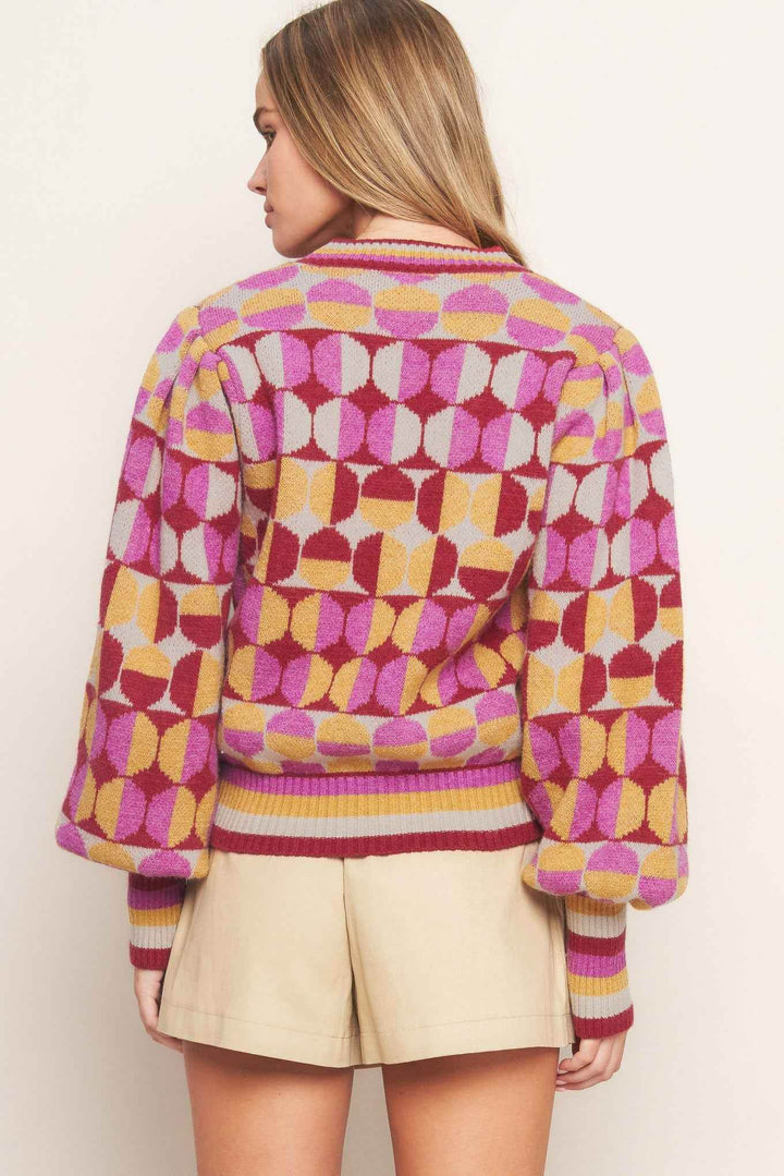 CHEER YOU ON JACQUARD SWEATER TOP - GiFTiFY