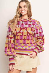 CHEER YOU ON JACQUARD SWEATER TOP - GiFTiFY
