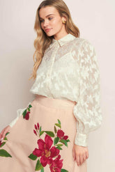 INCREDIBLE LOVE JACQUARD WOVEN TOP - GiFTiFY