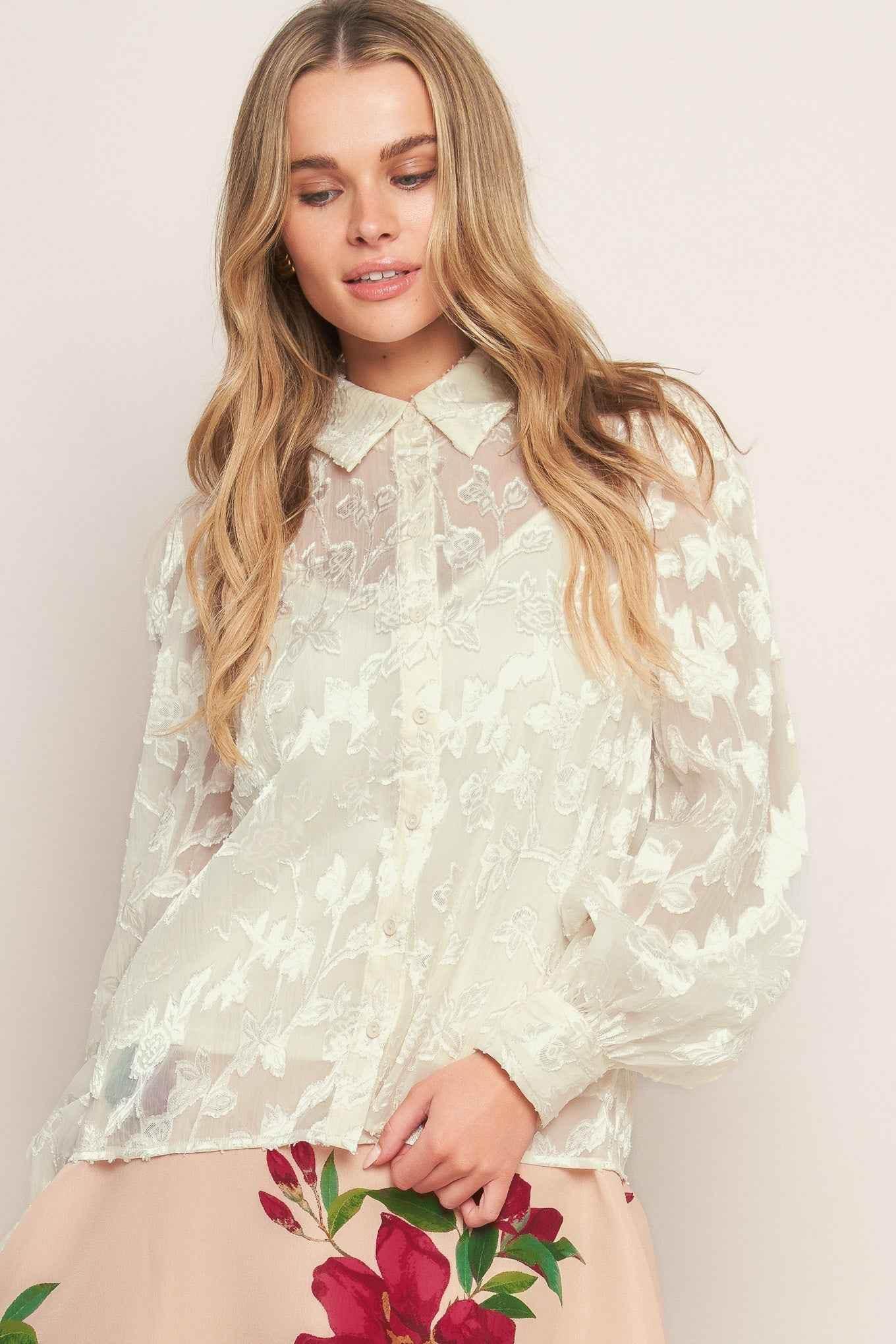 INCREDIBLE LOVE JACQUARD WOVEN TOP - GiFTiFY