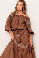 FULL SPEED AHEAD BROWN WOVEN TOP - GiFTiFY