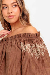 FULL SPEED AHEAD BROWN WOVEN TOP - GiFTiFY