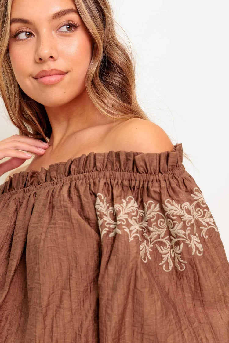 FULL SPEED AHEAD BROWN WOVEN TOP - GiFTiFY