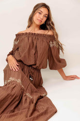 FULL SPEED AHEAD BROWN WOVEN TOP - GiFTiFY