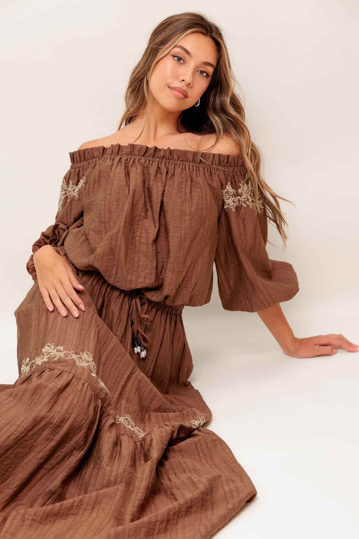 FULL SPEED AHEAD BROWN WOVEN TOP - GiFTiFY