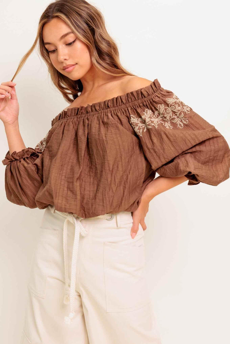 FULL SPEED AHEAD BROWN WOVEN TOP - GiFTiFY