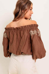 FULL SPEED AHEAD BROWN WOVEN TOP - GiFTiFY
