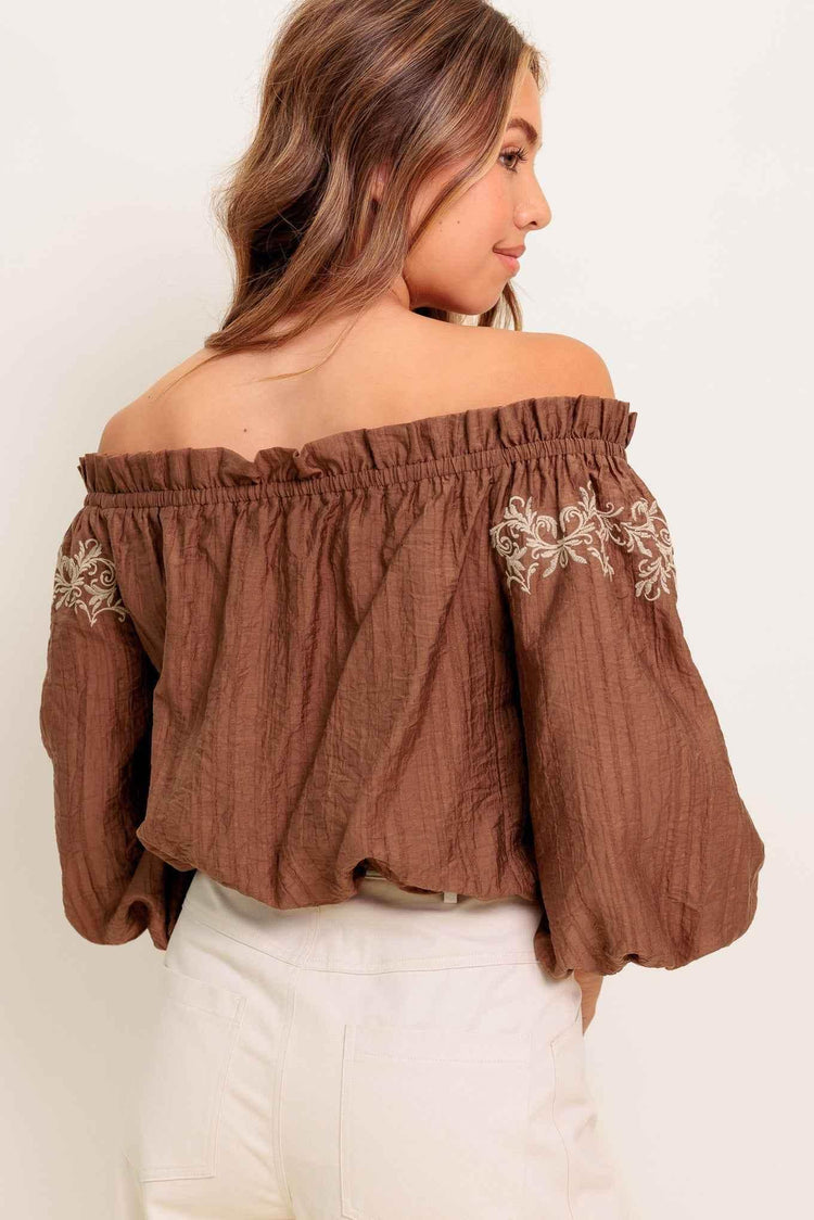 FULL SPEED AHEAD BROWN WOVEN TOP - GiFTiFY