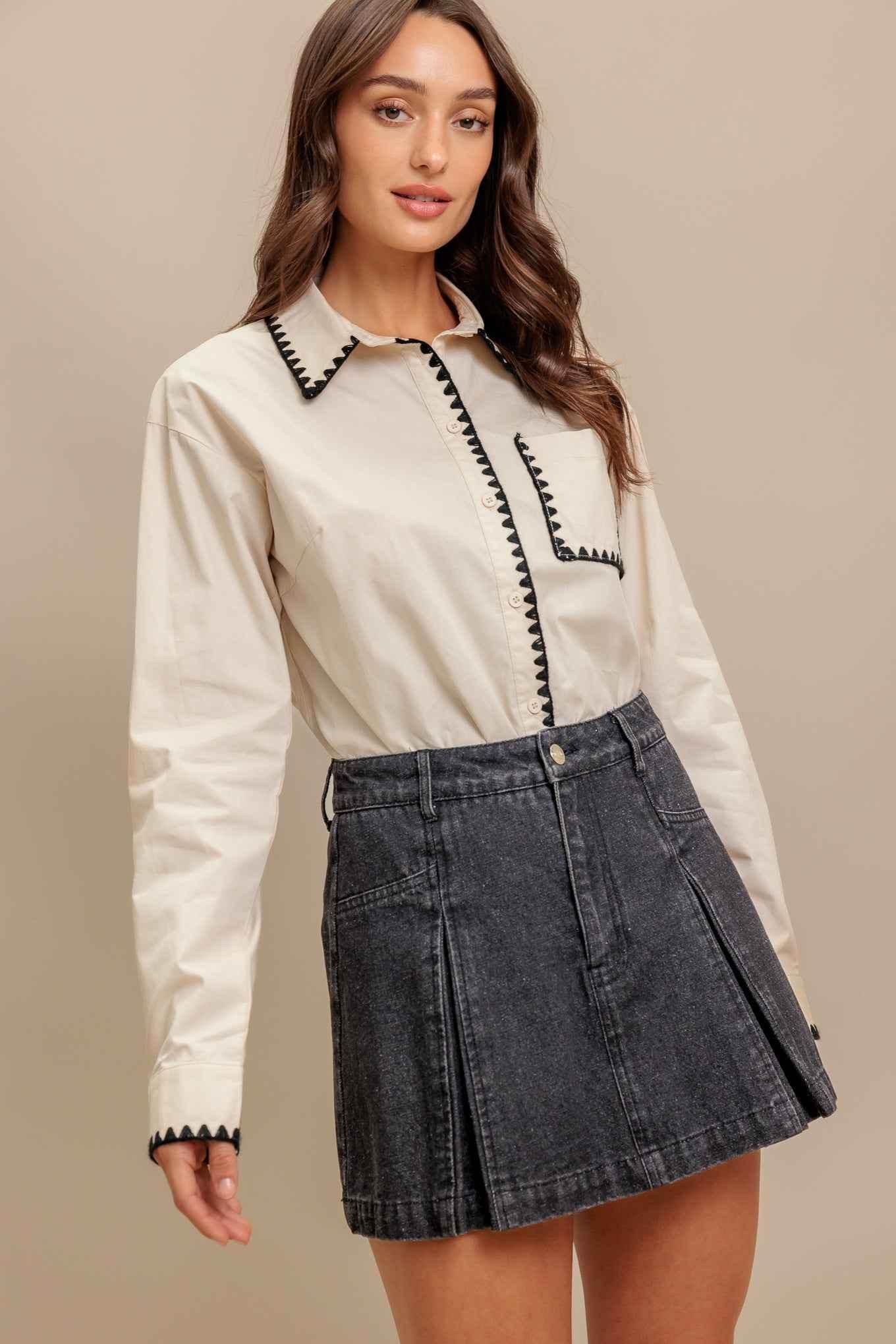 MONO EDGE WOVEN TOP - GiFTiFY