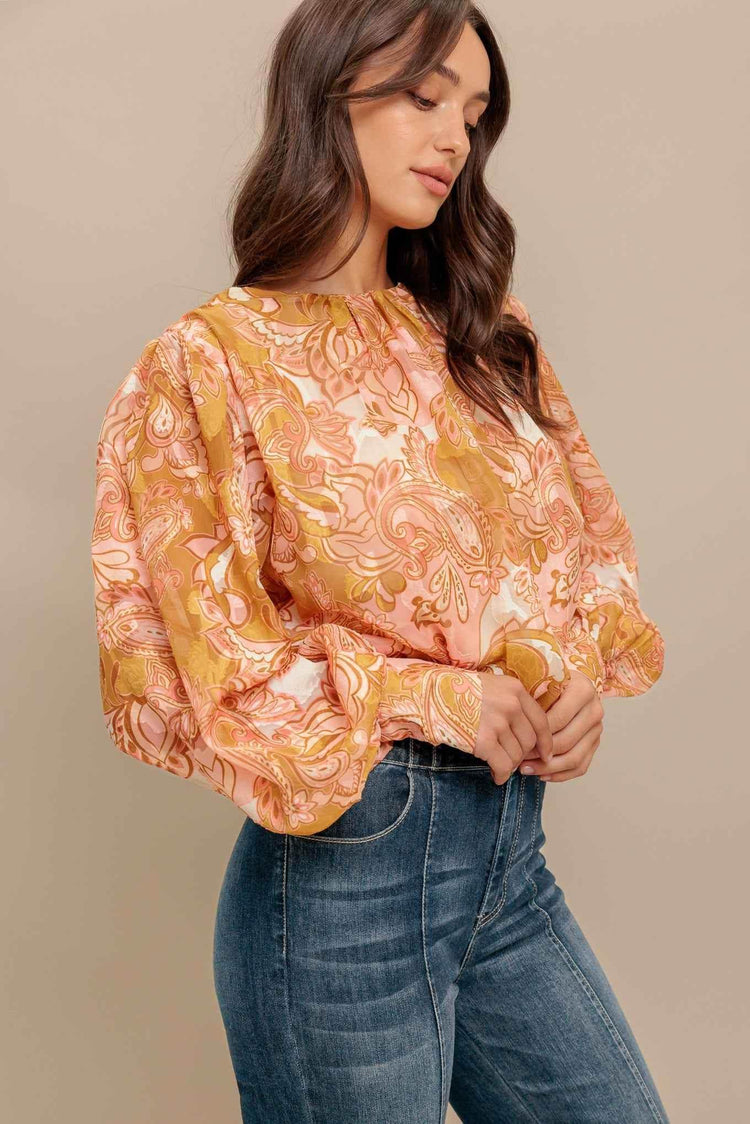 PAISLEY BREEZE WOVEN JACQUARD TOP - GiFTiFY