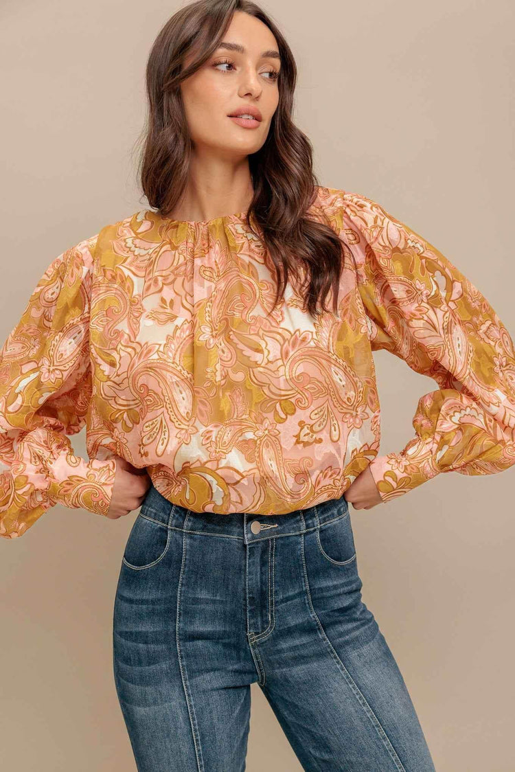 PAISLEY BREEZE WOVEN JACQUARD TOP - GiFTiFY