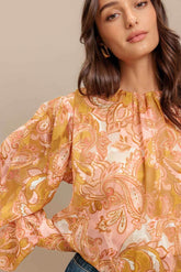 PAISLEY BREEZE WOVEN JACQUARD TOP - GiFTiFY