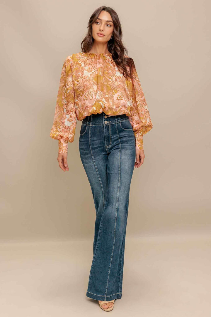PAISLEY BREEZE WOVEN JACQUARD TOP - GiFTiFY