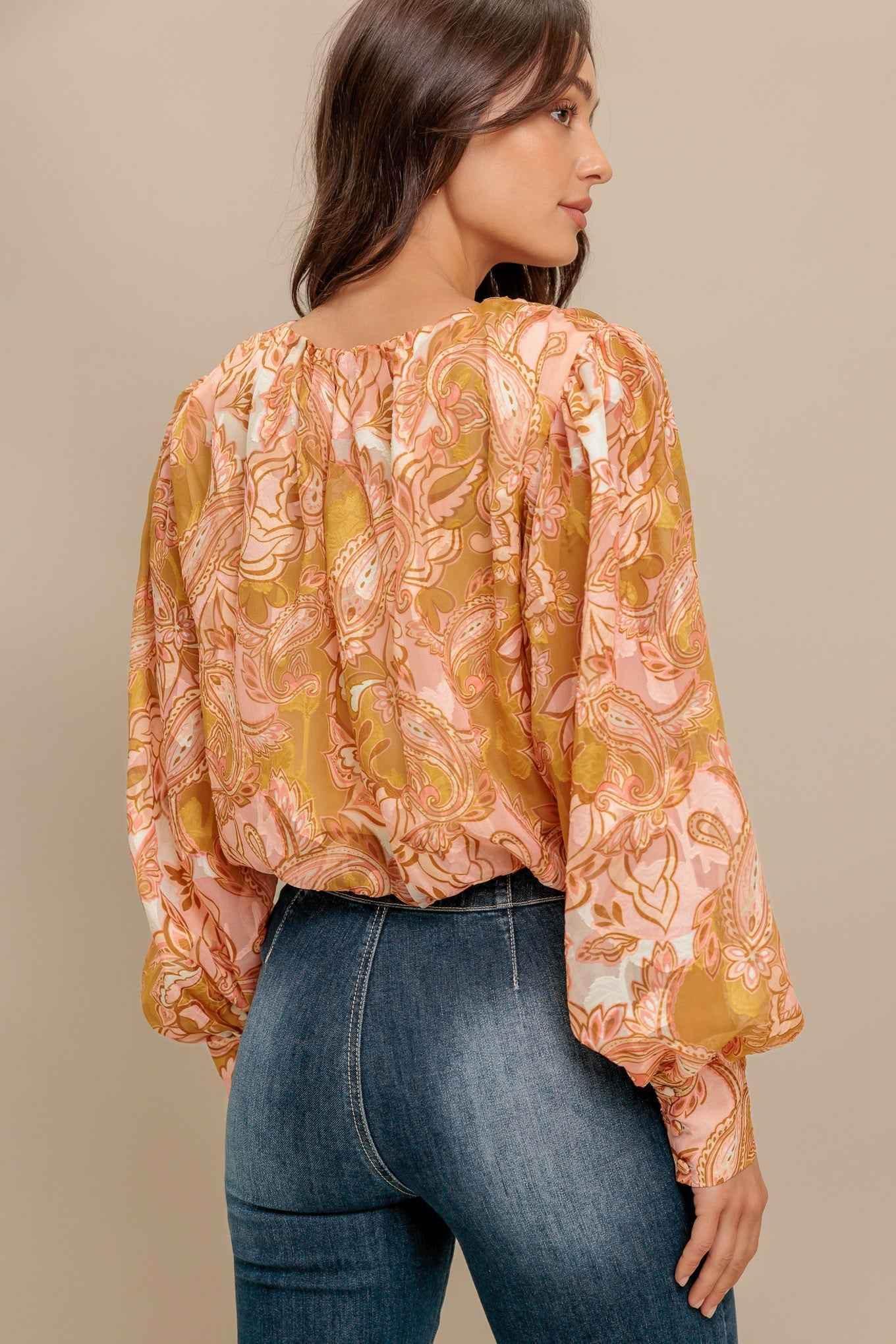 PAISLEY BREEZE WOVEN JACQUARD TOP - GiFTiFY