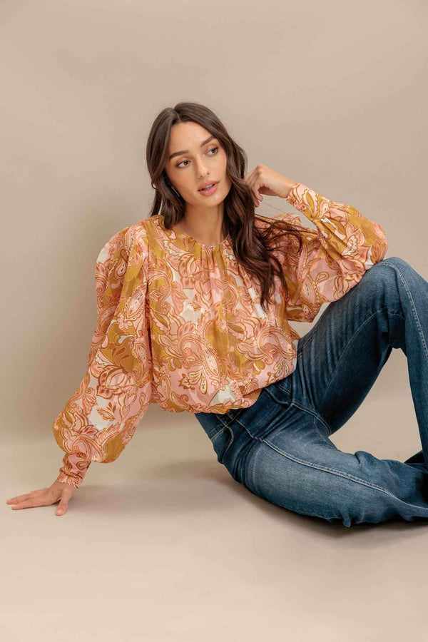 PAISLEY BREEZE WOVEN JACQUARD TOP - GiFTiFY