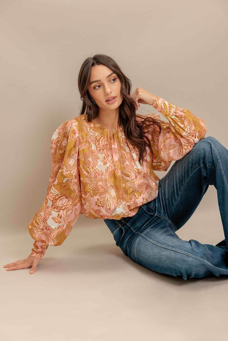 PAISLEY BREEZE WOVEN JACQUARD TOP - GiFTiFY