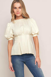CREAM TWIST WOVEN TOP - GiFTiFY