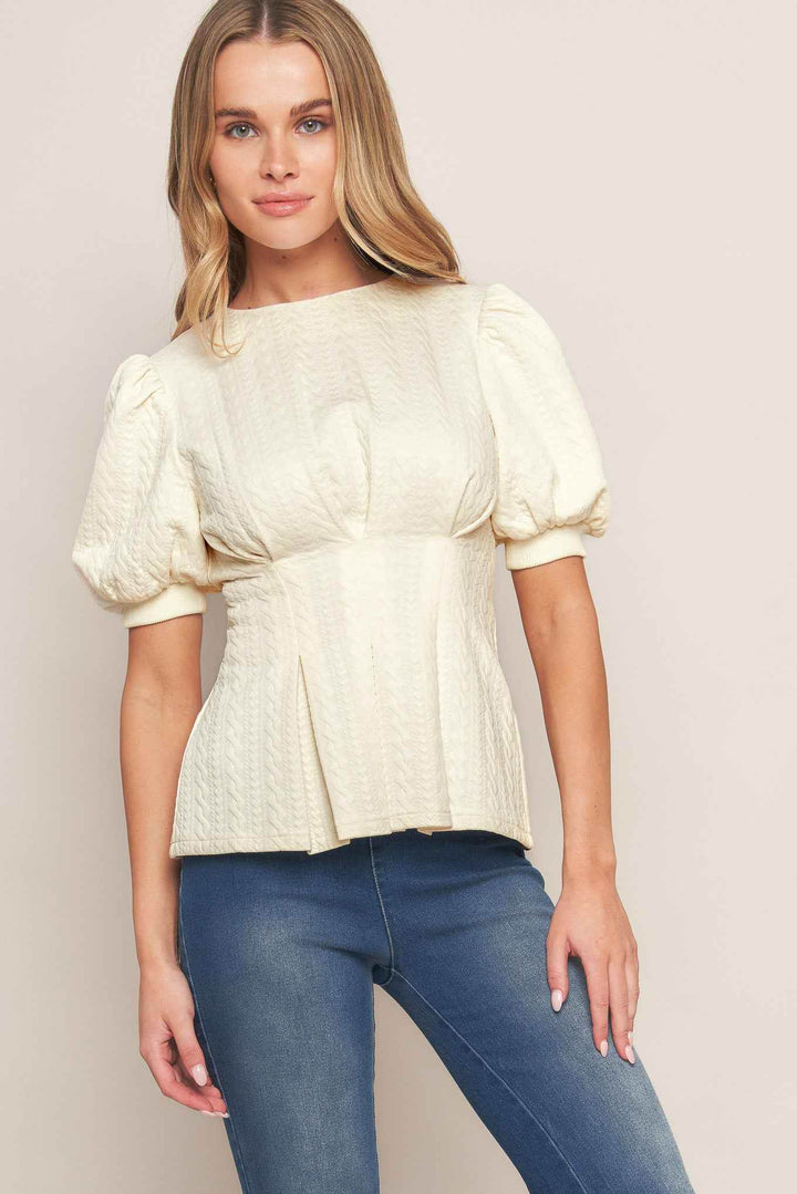 CREAM TWIST WOVEN TOP - GiFTiFY