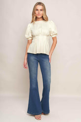 CREAM TWIST WOVEN TOP - GiFTiFY